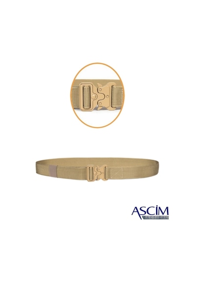 Ascim Ayarlanabilir Taktik Kemer Poly-metal Tokalı Dayanıklı Outdoor & Günlük Pantolon Kemeri 3.5 Cm / 145 Cm Bej