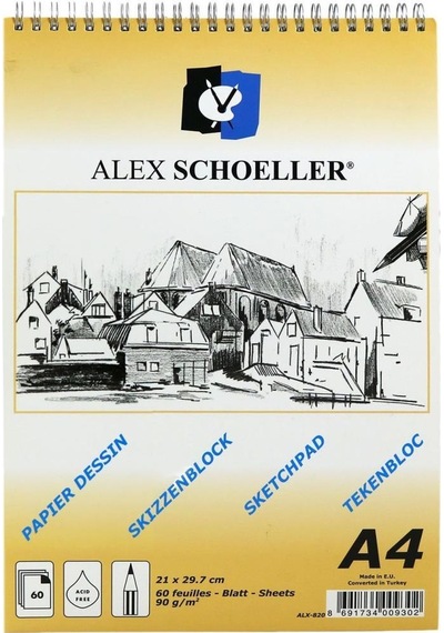 Alex Schoeller A4 Spiralli Eskiz Defteri 60 Yaprak 90 Gram