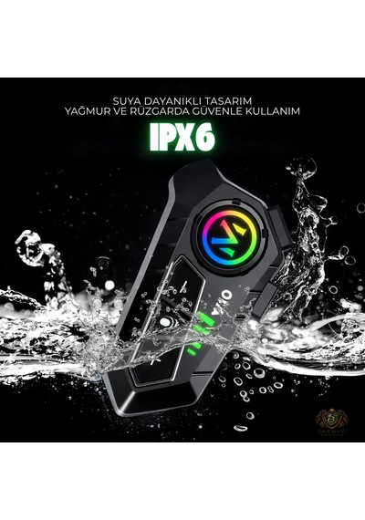 Y10 Kask Kulaklık Interkom Rgb Işıklı Motosiklet İnterkomu