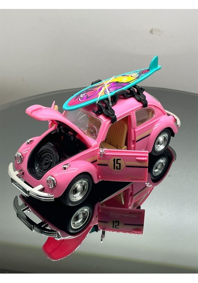 Metal Vosvos Işıklı Müzikli Kapıları Açılır Aksesuarlı Model Araba - Pembe