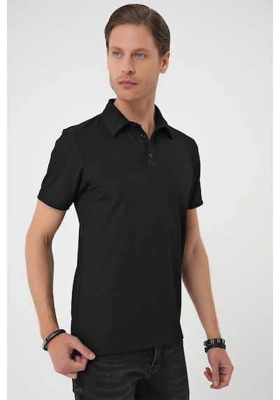 Efor Comfort Fit Polo Yaka Viskon Karışımlı Casual Siyah Tişört Ts 901 Siyah
