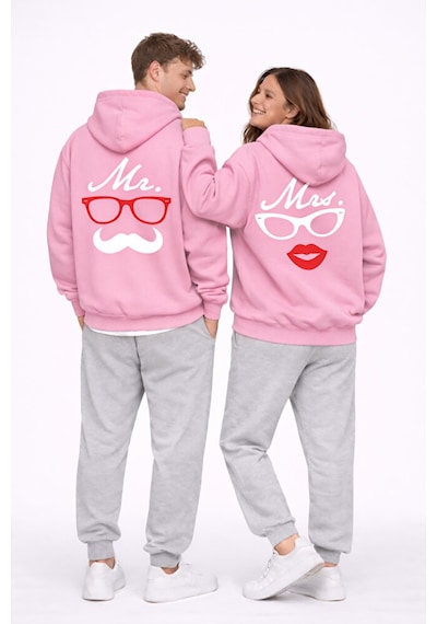 Nevermind Sevgili Kombini Komik Surat Baskılı Siyah Oversize Hoodie Seti Ka Pembe