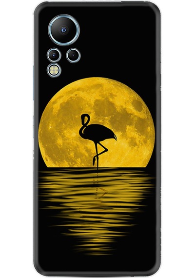 Infinix Note 12 Kılıf Silikon Desen Özel Seri Ay ve Flamingo 1775