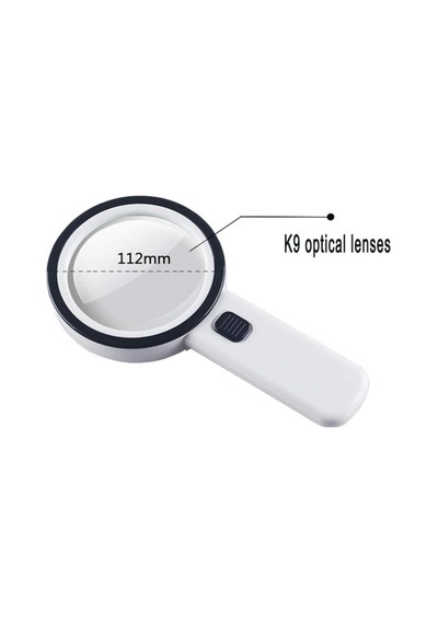 30X 95Mm Çift Hd Optik Cam Lens El Büyüteç 1 Uv 12 Led Işıklı
