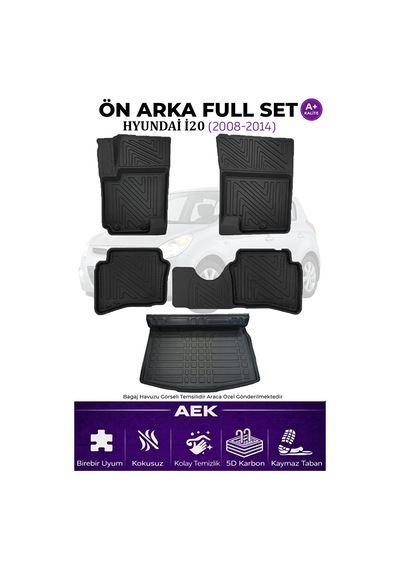 Hyunda İ20 2008-2014 5d Karbon Paspas Takımı +3d Pvc Bagaj Havuzu