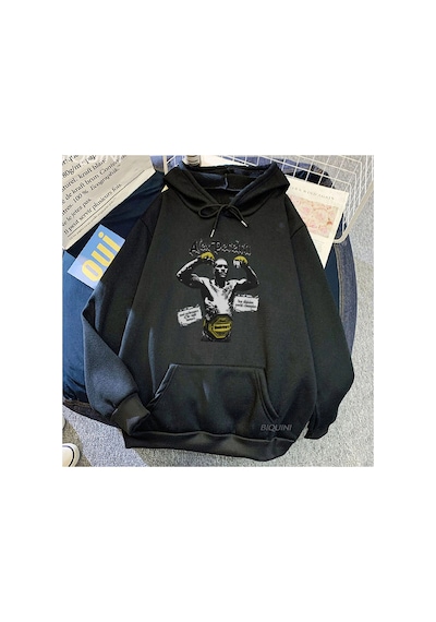 Tarzsokak Siyah Unisex Streetweed Grafik Alex Pereira Kapüşonlular Rahat İçin
