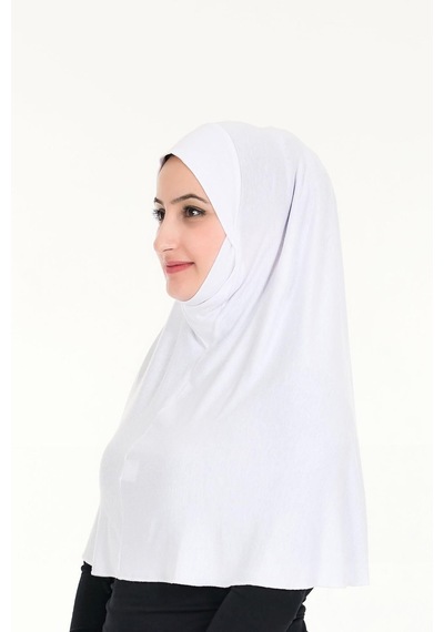 Peçeli Hazır Türban Pratik Şal Hijab Namaz Örtüsü Beyaz