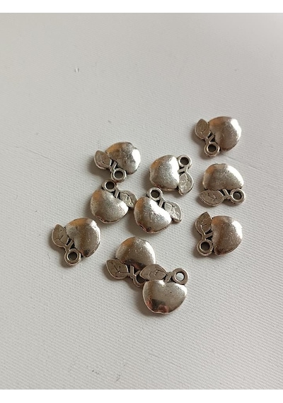 Elma Metal Çinko Alaşım Kolye Ucu 11x2mm 10 Adet Gri Çok REnkli