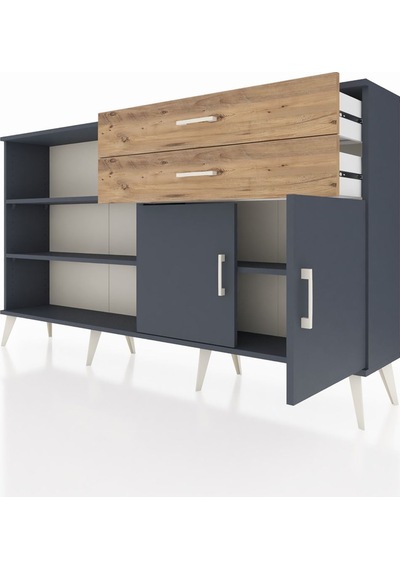 Arges Konsol 3 Raflı 2 Çekmeceli 2 Kapaklı 176x30x99 Antrasit-ant Antrasit-antrasit/çam Arges Konsol 3 Raflı 2 Çekmeceli 2 Kapaklı 176x30x99 Antrasit-ant Antrasit-antrasit/çam