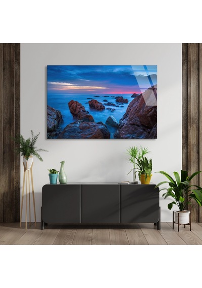 Kayalık Sahil - Cam Tablo - Deg1325 90 X 60 Cm
