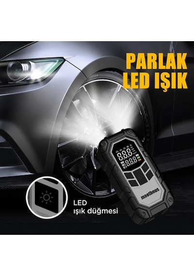4in1 Akü Takviye Ateşleyici Lastik Şişirme Kompresörü Powerbank Led Işık 150 Psı 8000mah