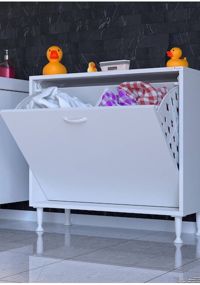 Eliusta Sare 70 Cm Beyaz Sepetli Banyo Dolabı,mutfak Dolabı 70x75x32,5 Cm Oyuncak Sepeti Çok Amaçlı Dolap Beyaz