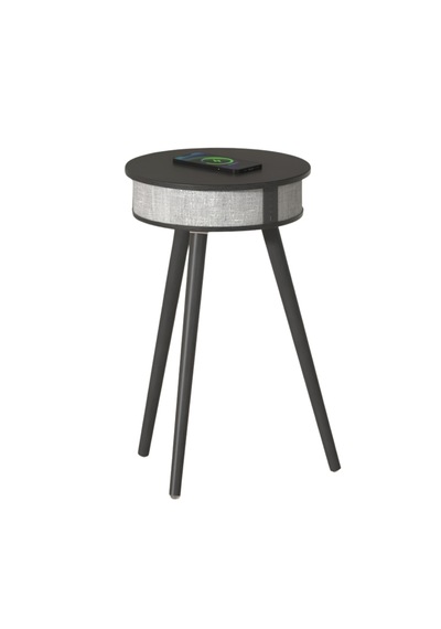 Doppler Barista Ayaklı Sehpa Hoparlör, Bluetooth Kit Ve Kablosuz Şarj Özellikli Siyah - Ahşap