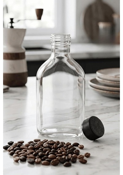 5 Adet Kapaklı Cold Brew Şişesi 200 Ml Yassı Cam, Soğuk Kahve, Detoks, Sos Ve Yağdanlık Şişesi Diğer