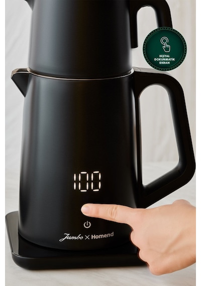 Jumbo x Homend Royaltea Cooltouch 1792H Siyah Çift Duvarlı Paslanmaz Çelik Çay Makinesi Wifi ile Kontrol
