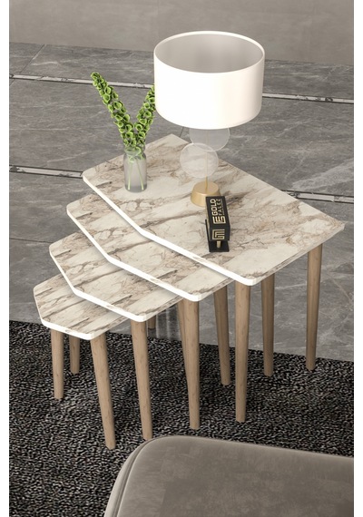 Elya Zigon Sehpa Ekru 4'lü Çok Renkli