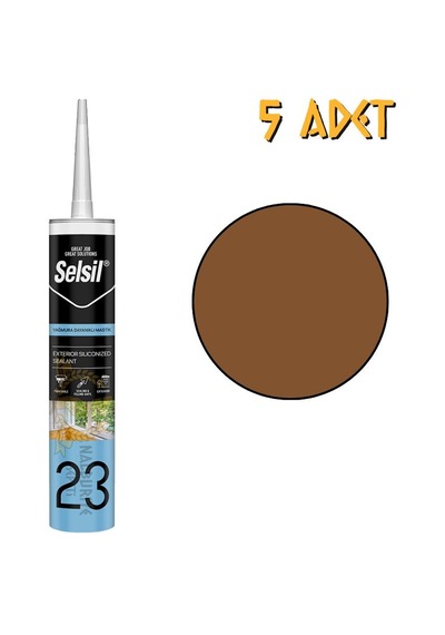 Selsil Yağmura Dayanıklı Silikonize Mastik Altın Meşe 485 Gr. - 5 Adet