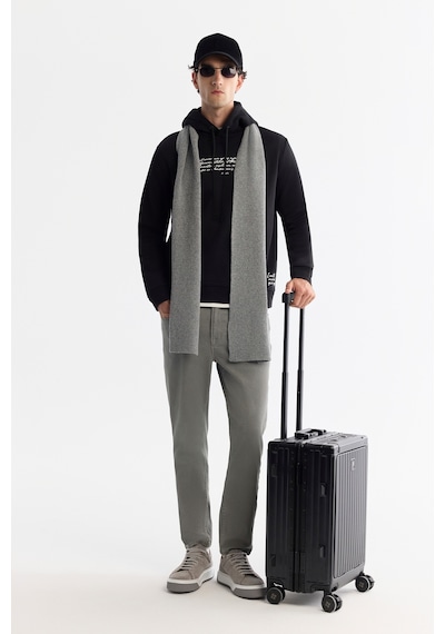 Avva Erkek Siyah Kapüşonlu 3 İplik Şardonlu Baskılı Regular Fit Sweatshirt A42y1303