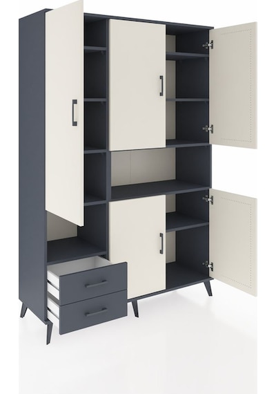 Hyperion Dolap 10 Raflı 2 Çekmeceli 5 Kapaklı 132x44x195 Antrasit-aytaşı/antrasit Aytası/antrasıt Hyperion Dolap 10 Raflı 2 Çekmeceli 5 Kapaklı 132x44x195 Antrasit-aytaşı/antrasit Aytası/antrasıt