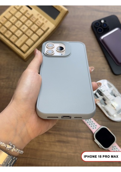 Apple iPhone 15 Pro Max Uyumlu Kamera Korumalı Darbeye Dayanıklı Renk Atmayan Keep Silikon Kılıf Gri