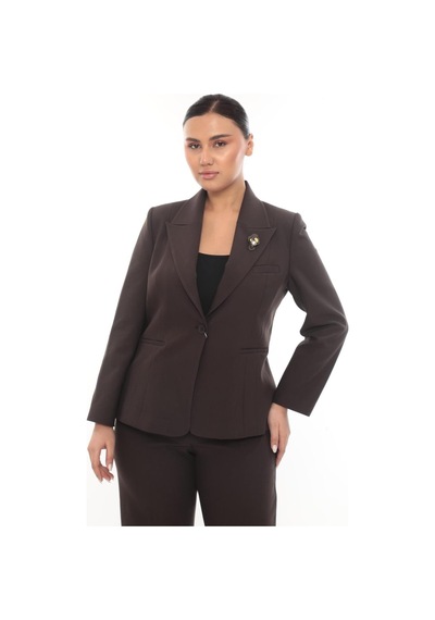 Prenses Kadın Şık Blazer Ceket Pantolon Takım Zarif Günlük Ofis Model Kahverengi