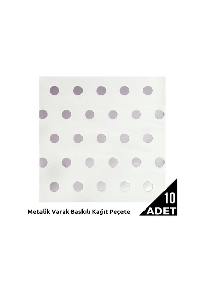 Varak Baskılı Puanlı Peçete. Gümüş - 33 x 33 CM - 10 Adet