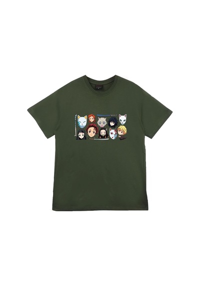 Damon Slayer Anime Baskılı Tshirt Çok Renkli