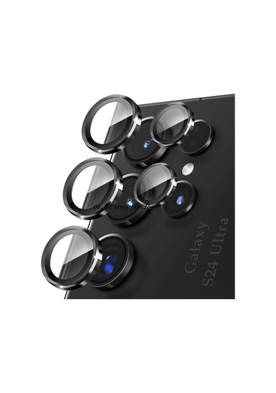 Samsung Uyumlu Galaxy S24 Ultra Kamera Lens Camı Koruyucu Safir Hd Siyah