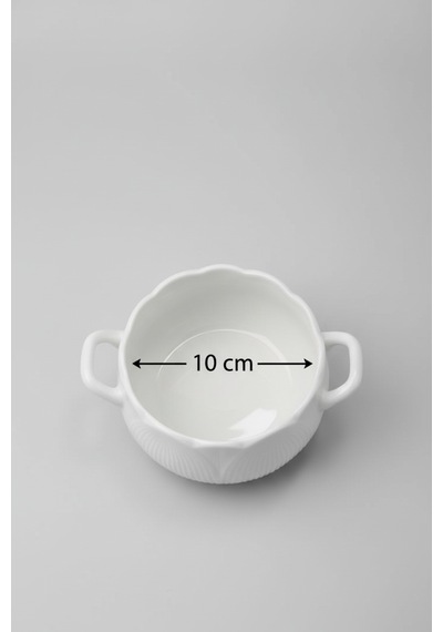 10 Cm Kulplu Porselen Kase 2 Kişilik Modern Ve Dekoratif Sofra Takımı Beyaz