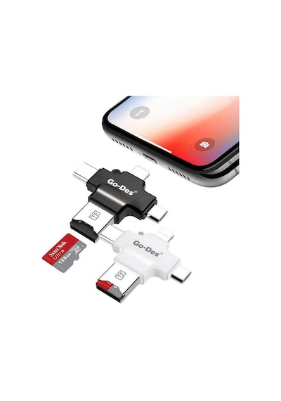 Go Des GD-DK101 4 in 1 Micro SD Hafıza Kartı Okuyucu USB / Type-C / Lightning / Micro - ZORE-253399