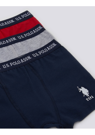 U.S. Polo Assn. Stripped Erkek Çocuk 3lü Boxer 5274-32000 Lacivert