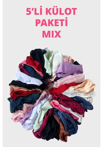Cottonill Kadın Bikini Külot Brezilya Külot Tanga Külot Karma Paket 5'li Çok Renkli