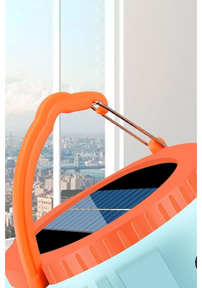 1200 Mah Şarjlı Solar Güneş Enerjili Kamp Feneri Powerbank 2 In 1 Kamp Lambası Beyaz