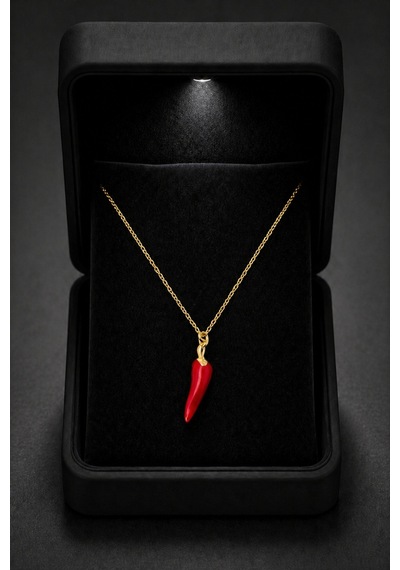 Çekirdekjewelry Işıklı Hediye Kutulu 925 Ayar Gümüş Kırmızı Biber Kolye Mine Kaplama, Şans Ve Nazar Temalı Çok Renkli Çekirdekjewelry Işıklı Hediye Kutulu 925 Ayar Gümüş Kırmızı Biber Kolye Mine Kaplama, Şans Ve Nazar Temalı Çok Renkli