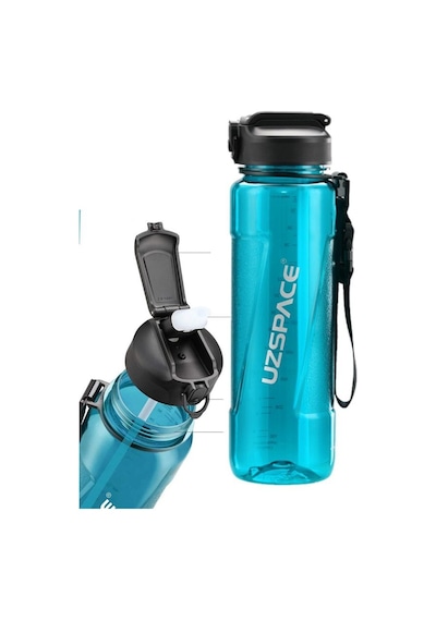 Uzspace 1000 Ml Turkuaz Tritan Matara - Silikon Pipet Ağızlık - K
