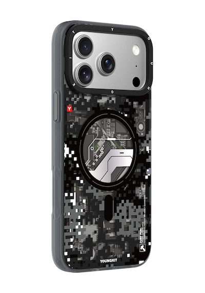 Apple Uyumlu iPhone 17 Pro Max  Kılıf M-safe Şarj Özellikli Youngkit Camouflage Sykell Serisi Kapak Siyah Siyah