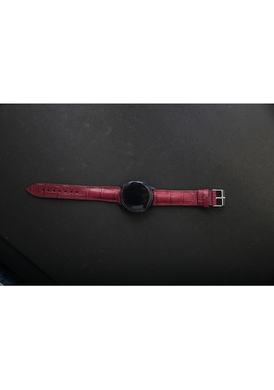 Hakiki Deri 20mm Akıllı Pimli Saat Kordonu Bordo