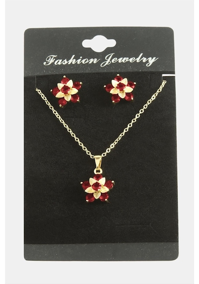 Çiçek Zirkon Taşlı Set Kolye Çok Renkli 62059885