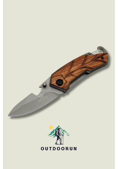 Buck Kahverengi Kancalı Mini Cep Kamp Çakısı 15 Cm Kahverengi