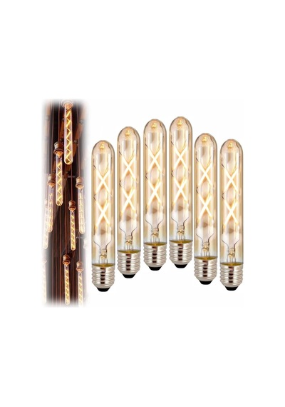 Vintage Led Ampul, E27, 4w, 2500k Sıcak Sarı Işık, Amber Cam, 18,5 Cm, Rustik Ampul Amber Renk Işık Çubuk Cam Ret Diğer