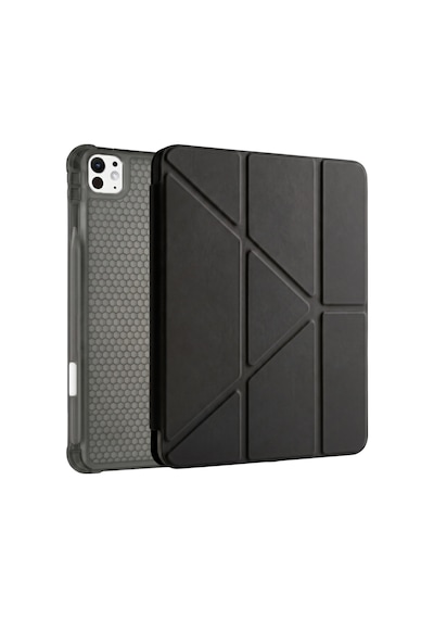 Ps Apple Uyumlu iPad Pro 11 İnç M5 / M4 Tri Folding Standlı Kılıf - Siyah Kapaklı Kılıf
