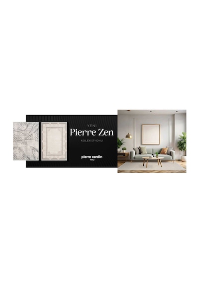 Pierre Cardin Pier Zen Hg08a Krem Gri Viskon Akrilik Yumuşak Leke Tutmaz Silinebilir Halı