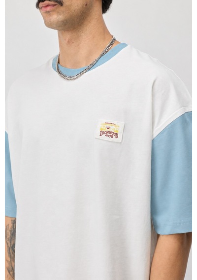 Vamos Oversize Baskılı Tişört V70-208 Bebe Mavi