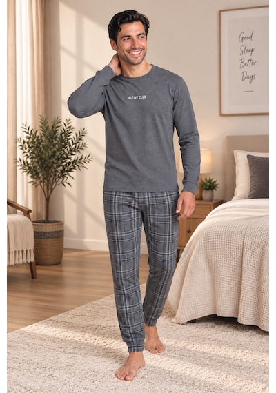 Wordex Falkom 5802 İnterlok Kışlık Kalın Kumaşlı Ekose Pijamalı Erkek Ev Pijama Takımı Füme Wordex Falkom 5802 İnterlok Kışlık Kalın Kumaşlı Ekose Pijamalı Erkek Ev Pijama Takımı Füme
