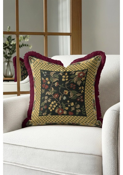 Zarif Vintage Çiçekli Saçaklı Yastık Kılıfı - Klasik Şık Retro Krem Bordo Püsküllü Kırlent Kılıfı Kanyon Kobalt Mavi Zarif Vintage Çiçekli Saçaklı Yastık Kılıfı - Klasik Şık Retro Krem Bordo Püsküllü Kırlent Kılıfı Kanyon Kobalt Mavi