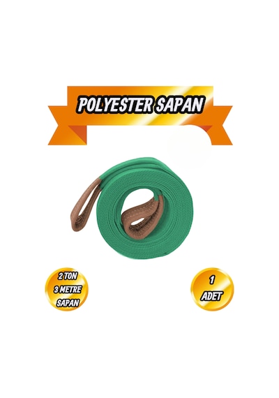 Sapan Polyester Spanzet 2 Ton 3 Metre Yeşil Renk Sağlam Yük Kaldırma İndirme Halat