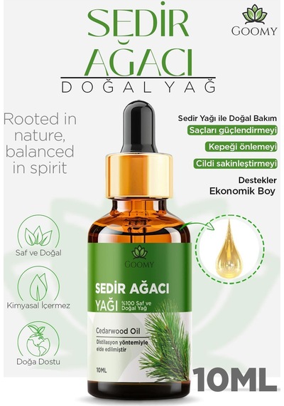 Goomy Sedir Ağacı Uçucu Yağı 10 Ml %100 Saf Ve Doğal Cedarwood Essential Oil