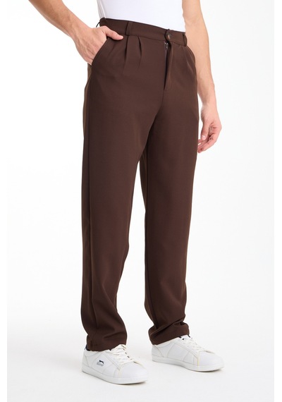 Gugus Erkek Baggy İthal Kumaş Pantolon Kahverengi