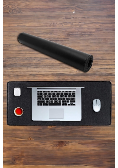 Deri Mouse Pad Dikişli Kenar Büyük Boy Pürüzsüz Yüzey Çift Yönlü Kullanım Masa Matı Sümen 70x30 L