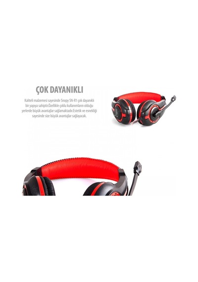 RAMPAGE SN-R1 Stereo 3.5mm Jack Siyah/Kırmız   Gaming Mikrofonlu
